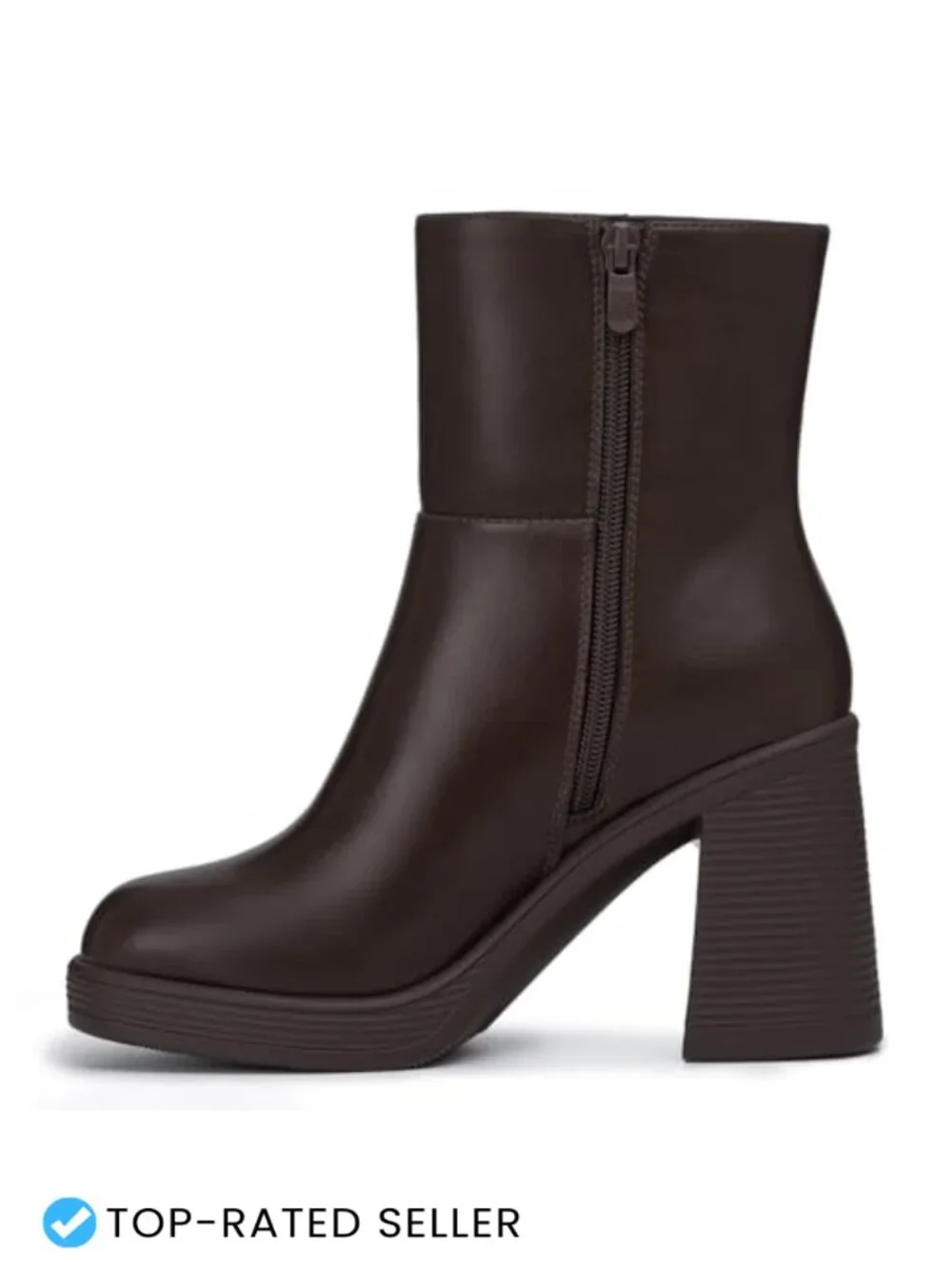 Chunky Heel Platform Ankle Boots Square Toe Side Zipper Non-Slip Women's Booties
